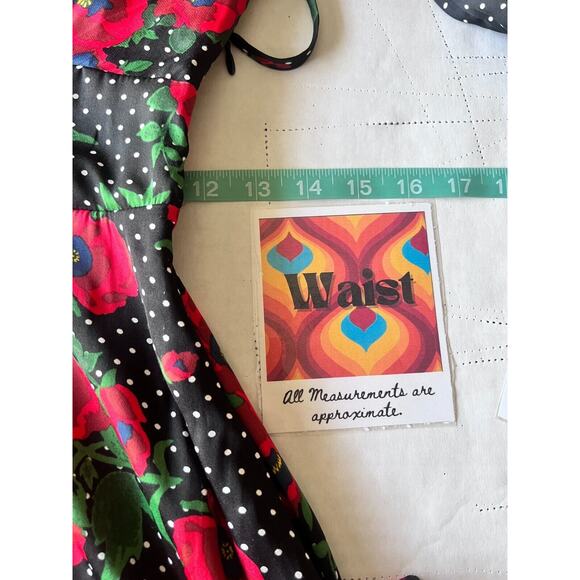 Free People Womens Morning Light Black Polka Dot Babydoll Dress Sz 0 Floral - Picture 9 of 10